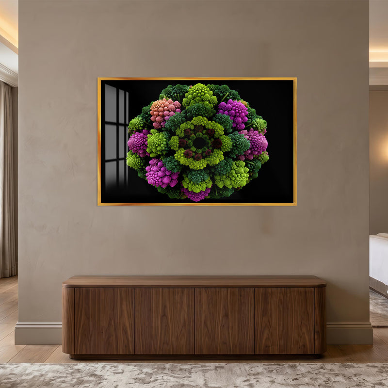 Romanesco Color Mandala with gold frame