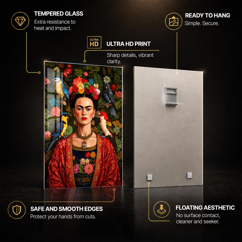 Frida's Garden — tempered glass, ultra HD print, ready to hang