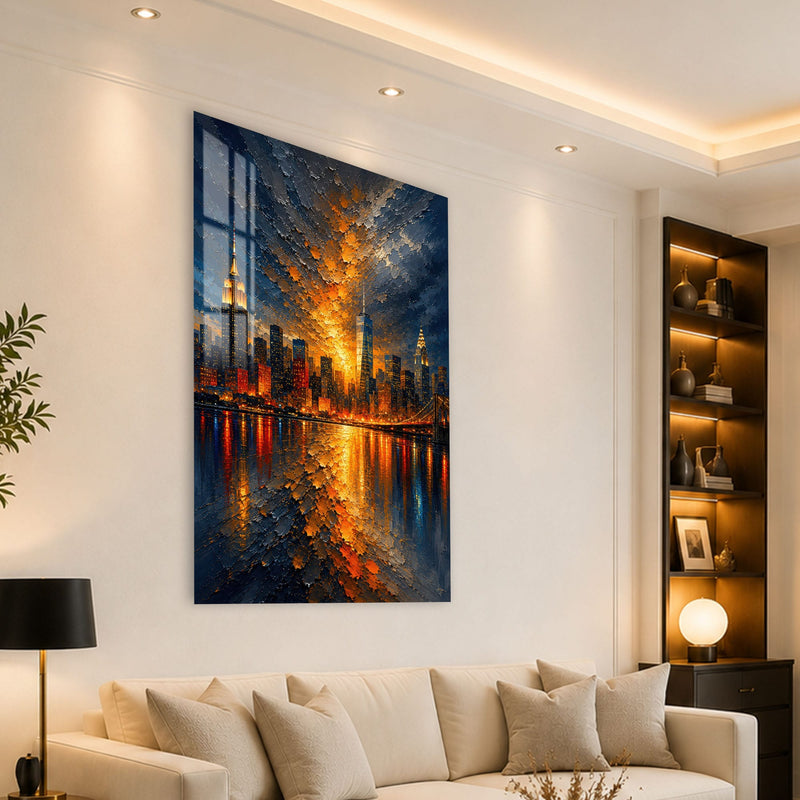 Artronauts Glass Print Manhattan Afterglow Glass Wall Art