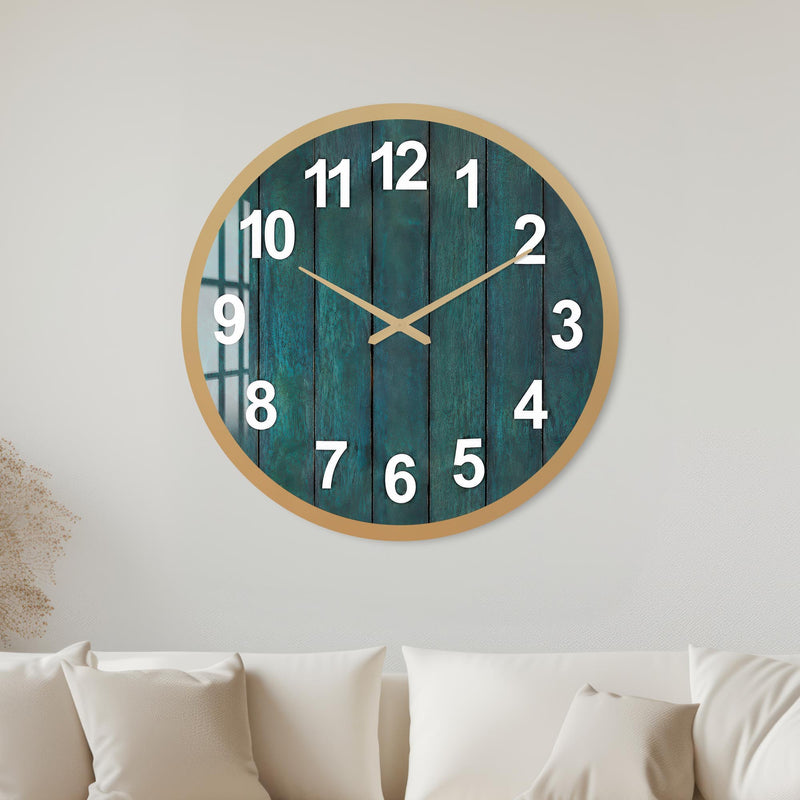 Rustic Teal Timber with gold frame