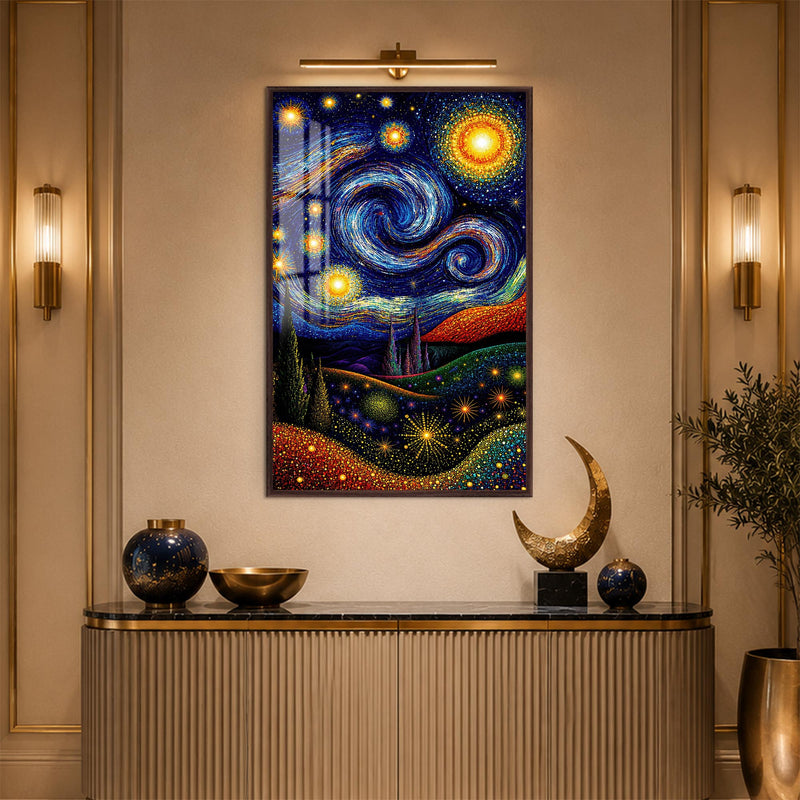 Celestial Whirlwind with walnut frame