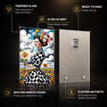 Checkered Floral Muse — tempered glass, ultra HD print, ready to hang