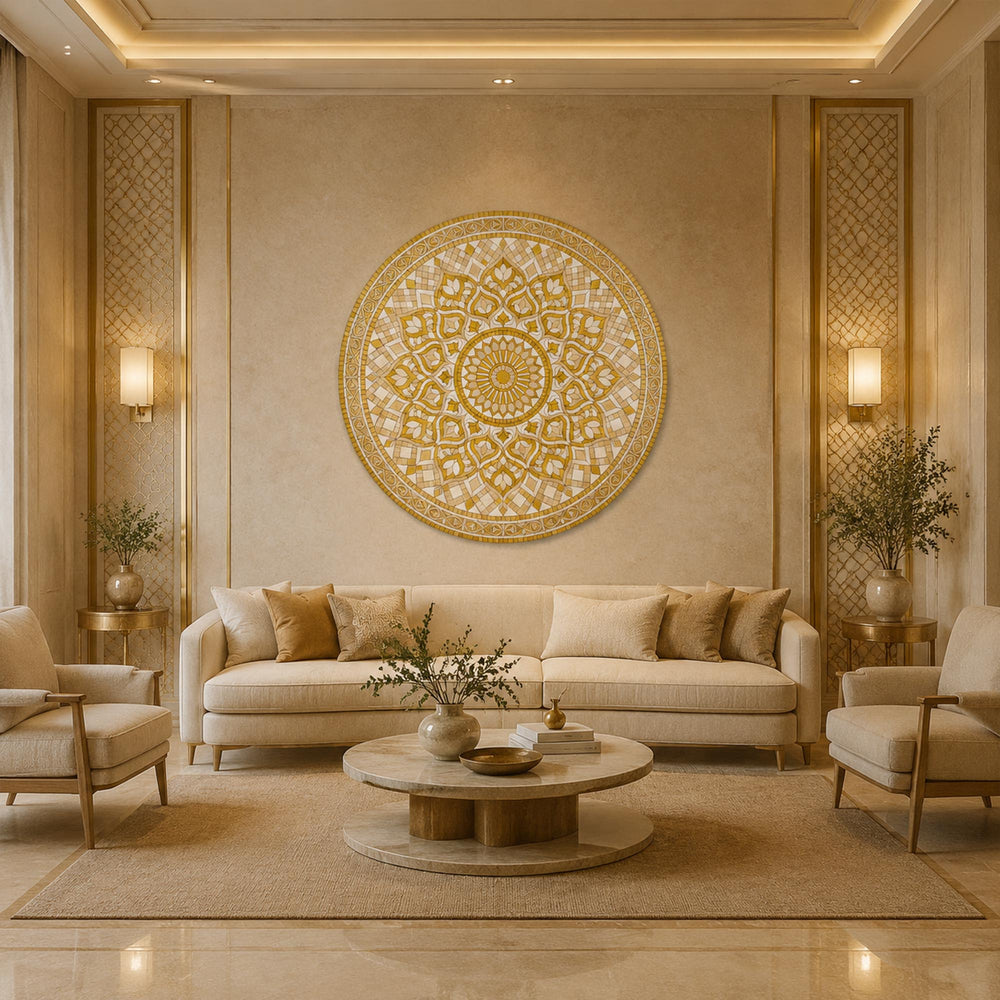 Golden Lotus Mosaic in a modern room