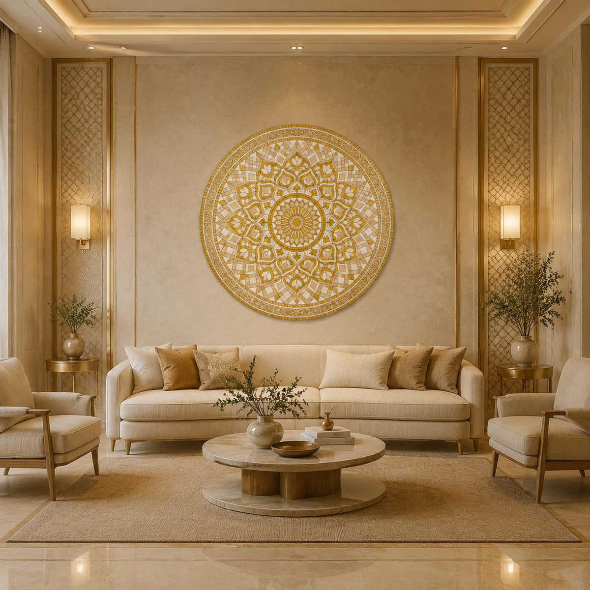 Golden Lotus Mosaic in a modern room