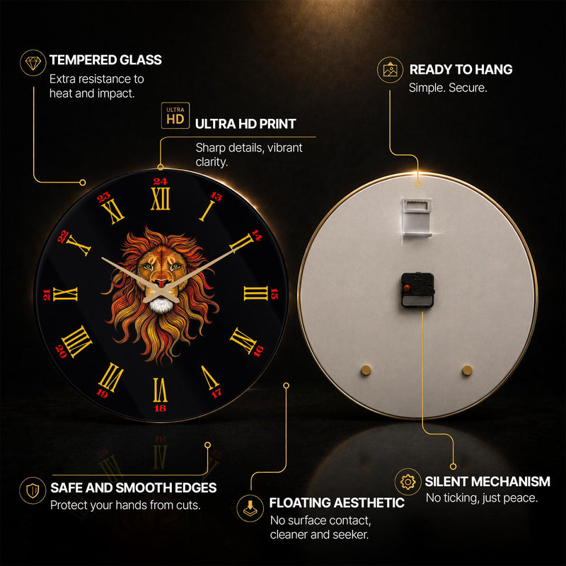 Regal Lion — tempered glass, ultra HD print, ready to hang