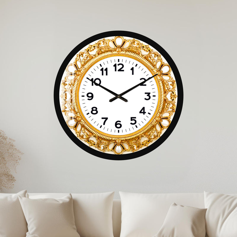 Ornate Golden Timepiece with black frame