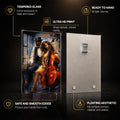 Elegant Bass Player — tempered glass, ultra HD print, ready to hang