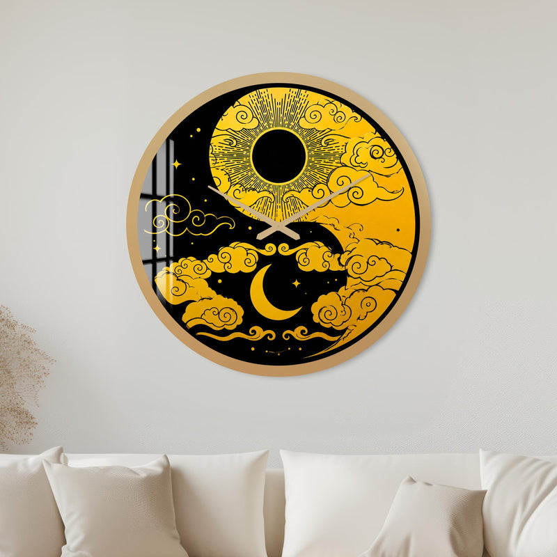 Celestial Sun And Moon with gold frame