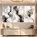 Abstract Ink Flow Triptych with white frame