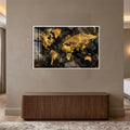 Golden Marble World Map with white frame