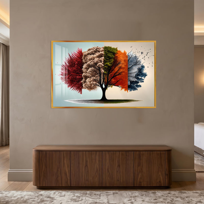 Tree Through Seasons with gold frame