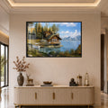 Lakeside Cabin Retreat with black frame