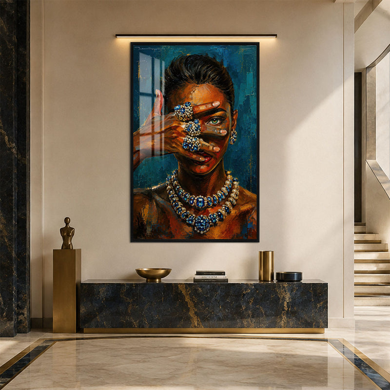 Artronauts Glass Print 12x18 cm | 4.7"x7.1" / Black Sapphire Gaze Glass Wall Art