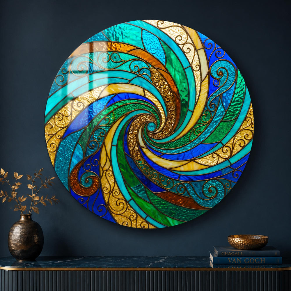 Emerald Ocean Spiral in a modern room