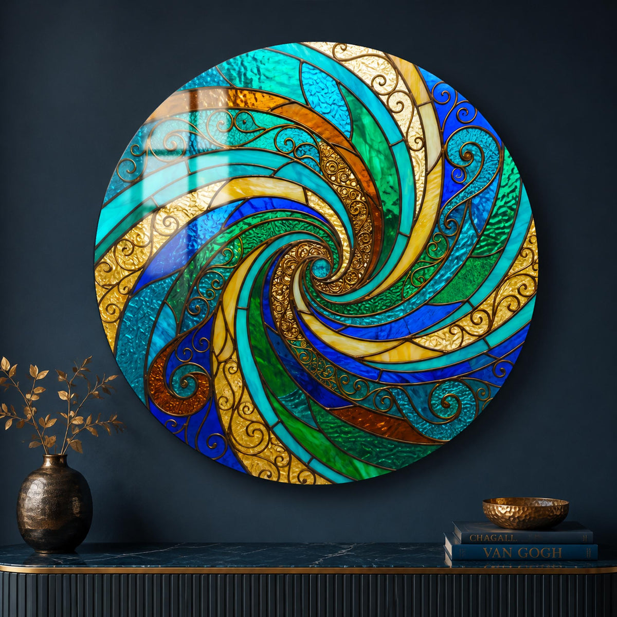 Emerald Ocean Spiral in a modern room