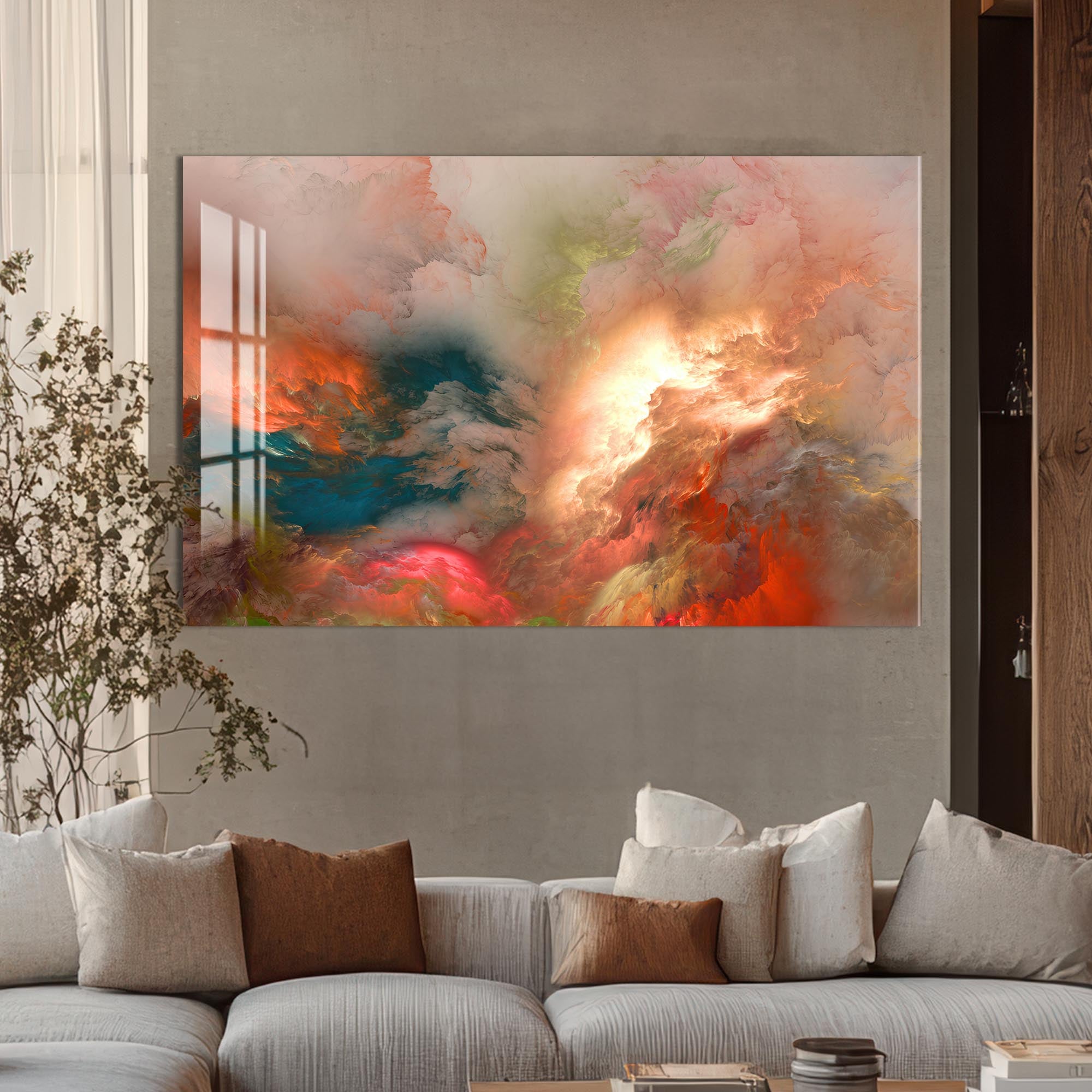 Aurora Flux-Abstract Tempered Glass Wall Art