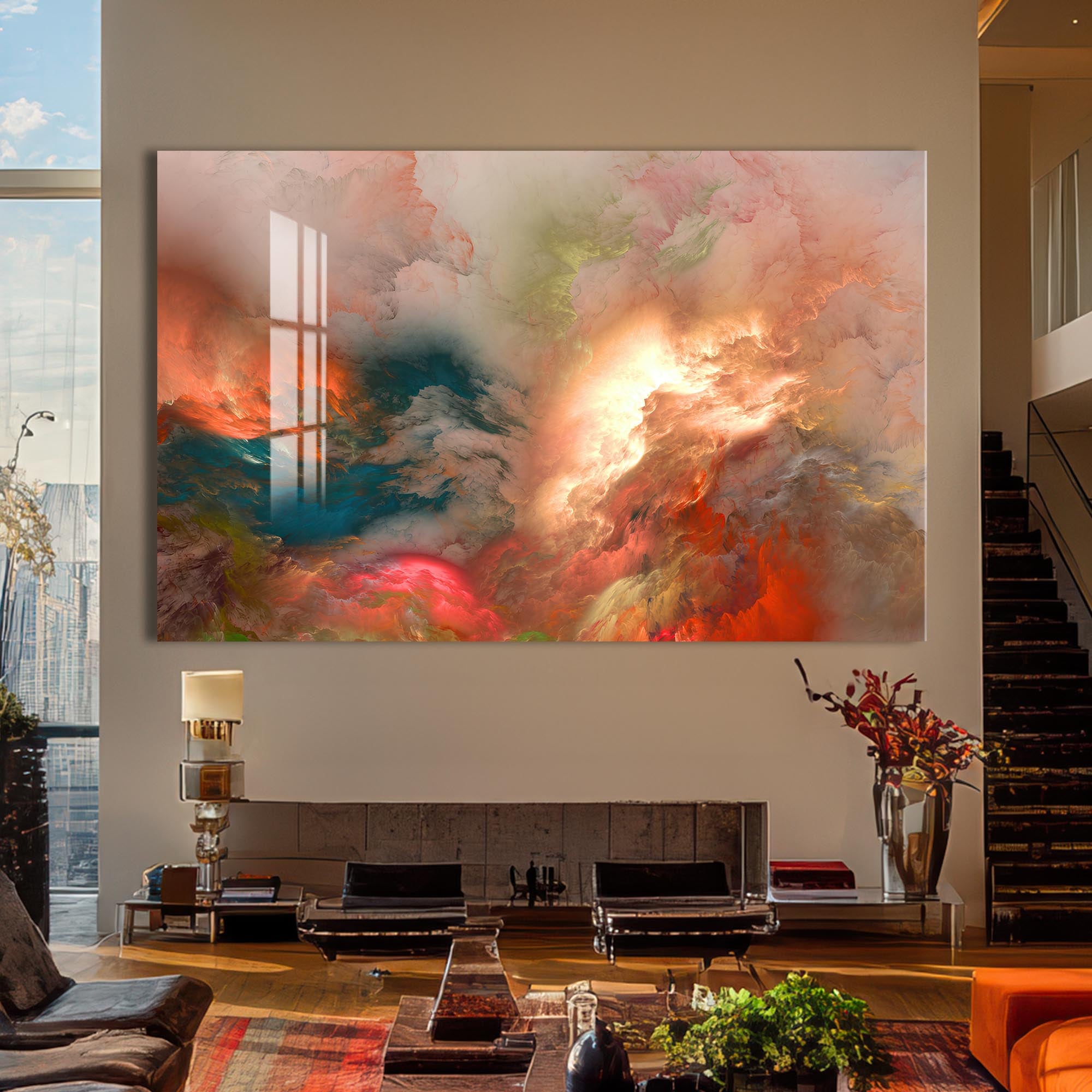 Aurora Flux-Abstract Tempered Glass Wall Art