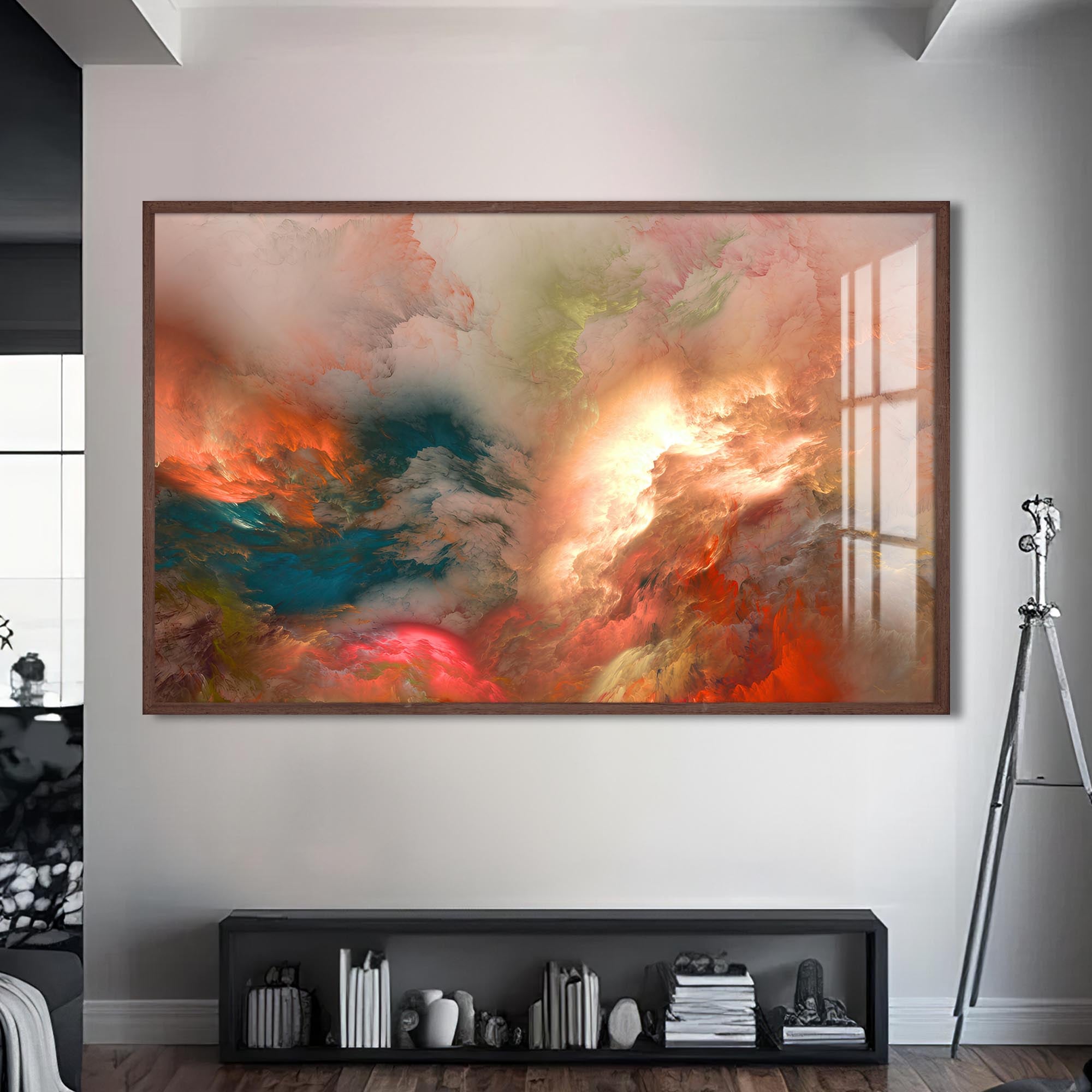 Aurora Flux-Abstract Tempered Glass Wall Art