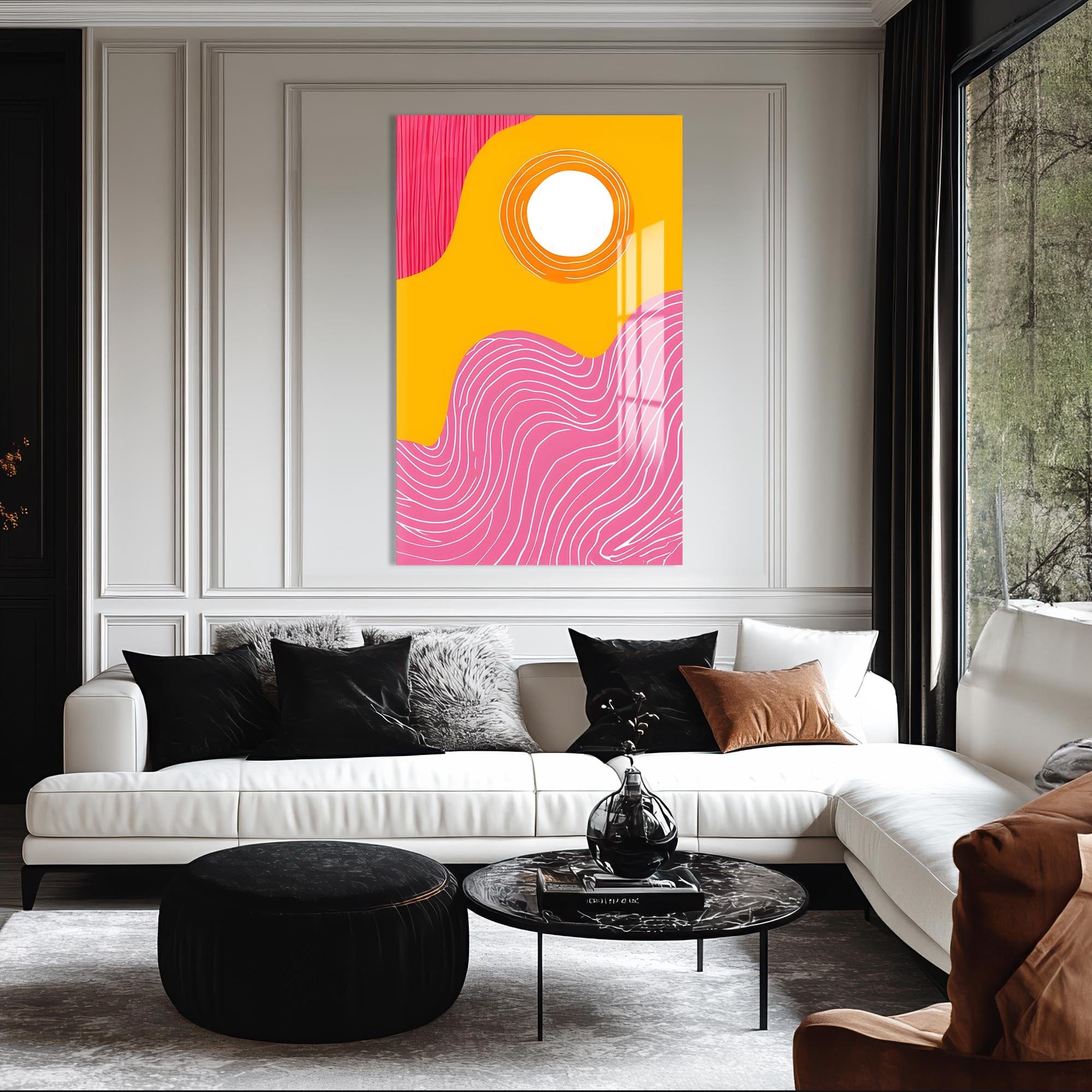 Artronauts Glass Print Sun & Waves - Abstract Tempered Glass Wall Art