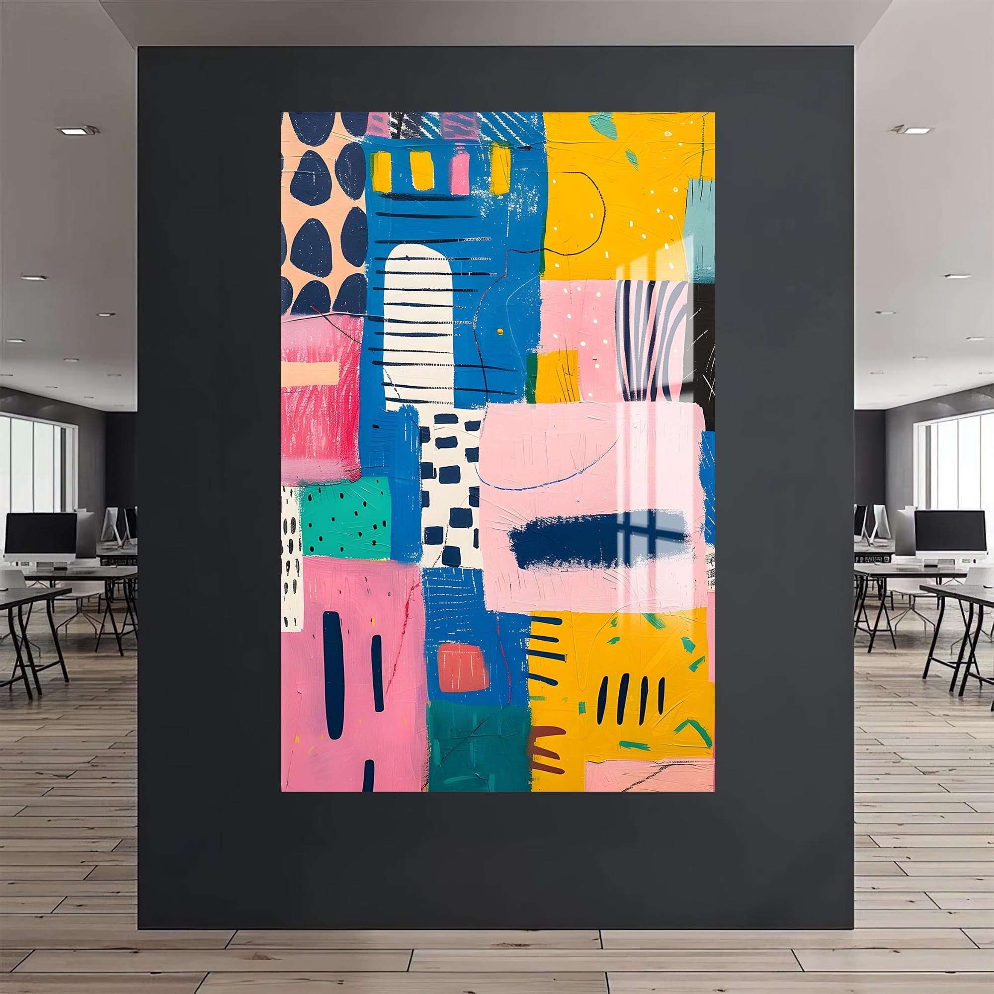 Artronauts Glass Print Abstract Geo Blocks- Tempered Glass Wall Art