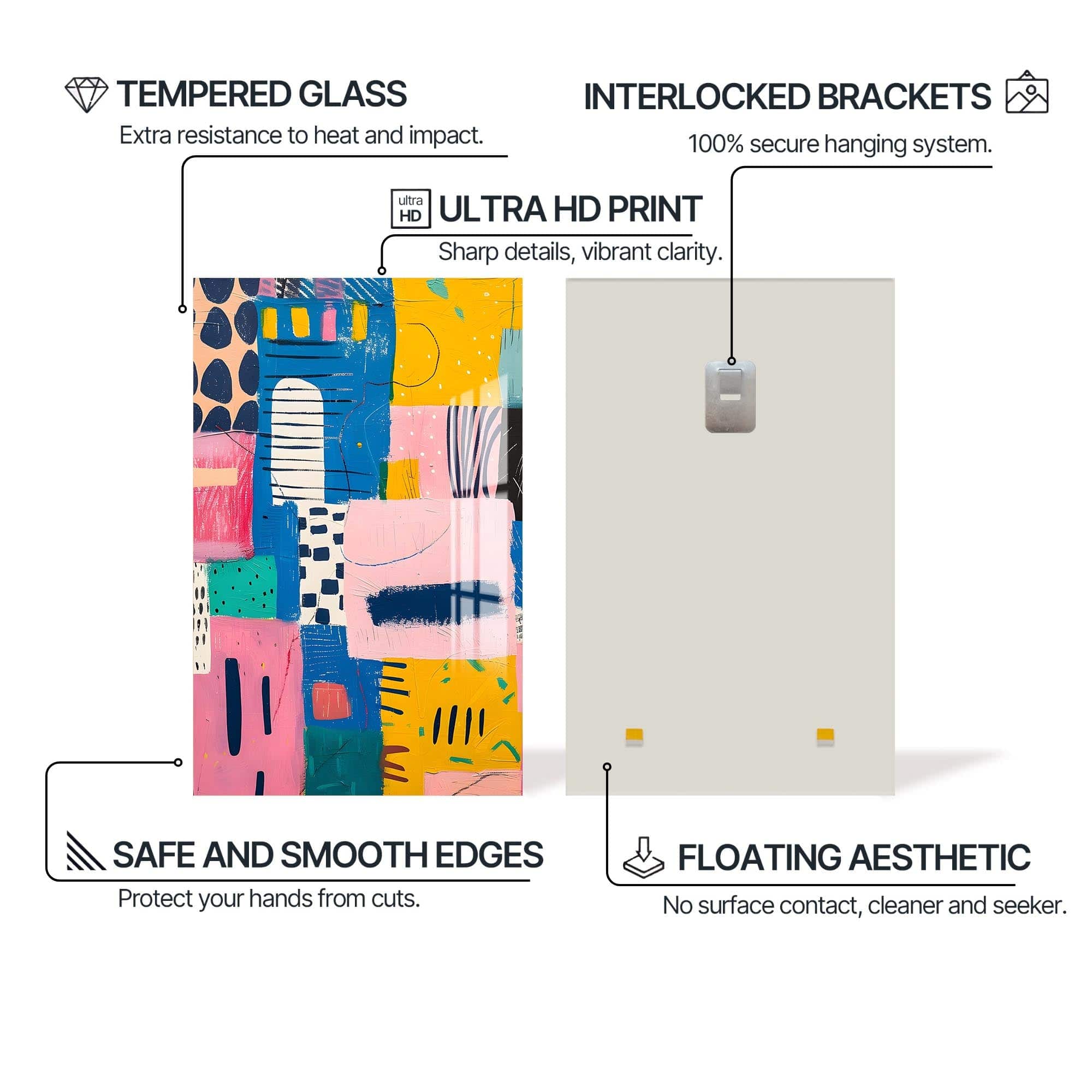 Artronauts Glass Print Abstract Geo Blocks- Tempered Glass Wall Art