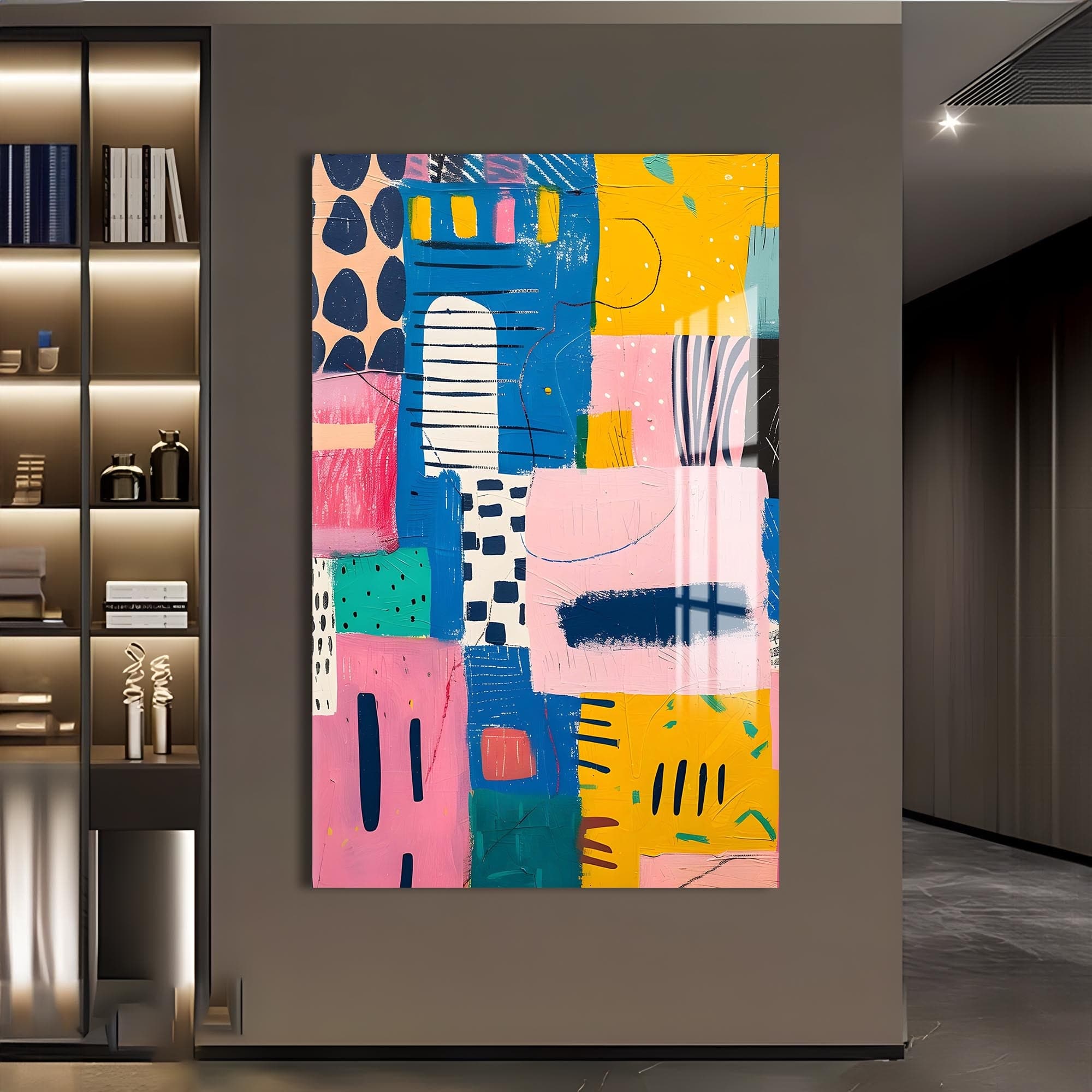 Artronauts Glass Print Abstract Geo Blocks- Tempered Glass Wall Art