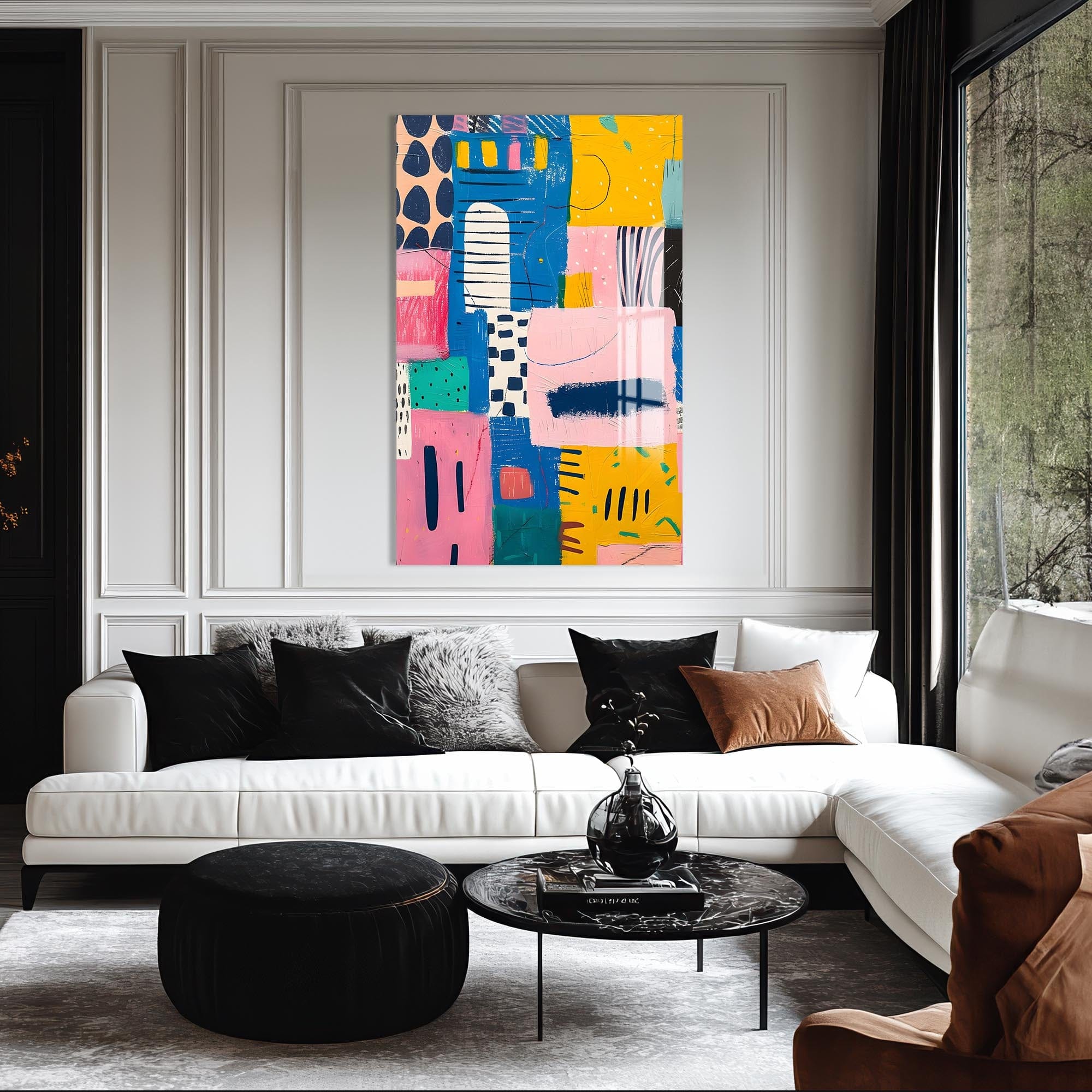 Artronauts Glass Print Abstract Geo Blocks- Tempered Glass Wall Art