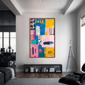 Artronauts Glass Print S | 72x46 cm | 28.3"x18.1" / Walnut Abstract Geo Blocks- Tempered Glass Wall Art