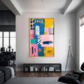 Artronauts Glass Print S | 72x46 cm | 28.3"x18.1" / Gold Abstract Geo Blocks- Tempered Glass Wall Art