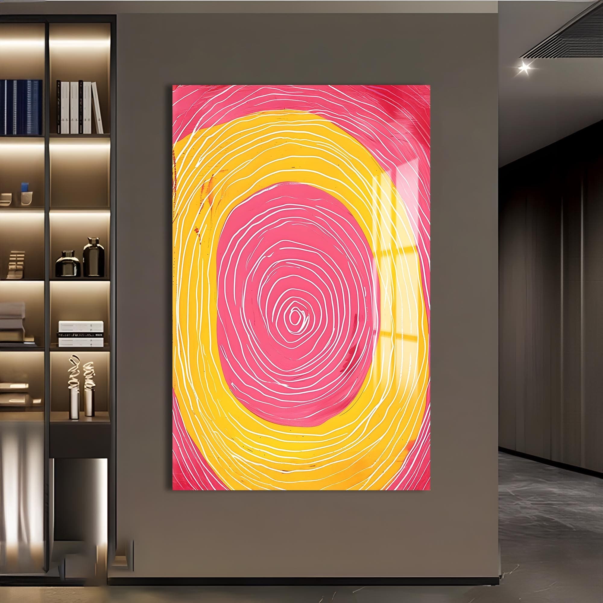 Artronauts Glass Print Abstract Pink & Yellow Spiral- Tempered Glass Wall Art