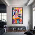 Artronauts Glass Print S | 72x46 cm | 28.3"x18.1" / Black Abstract Studio- Tempered Glass Wall Art