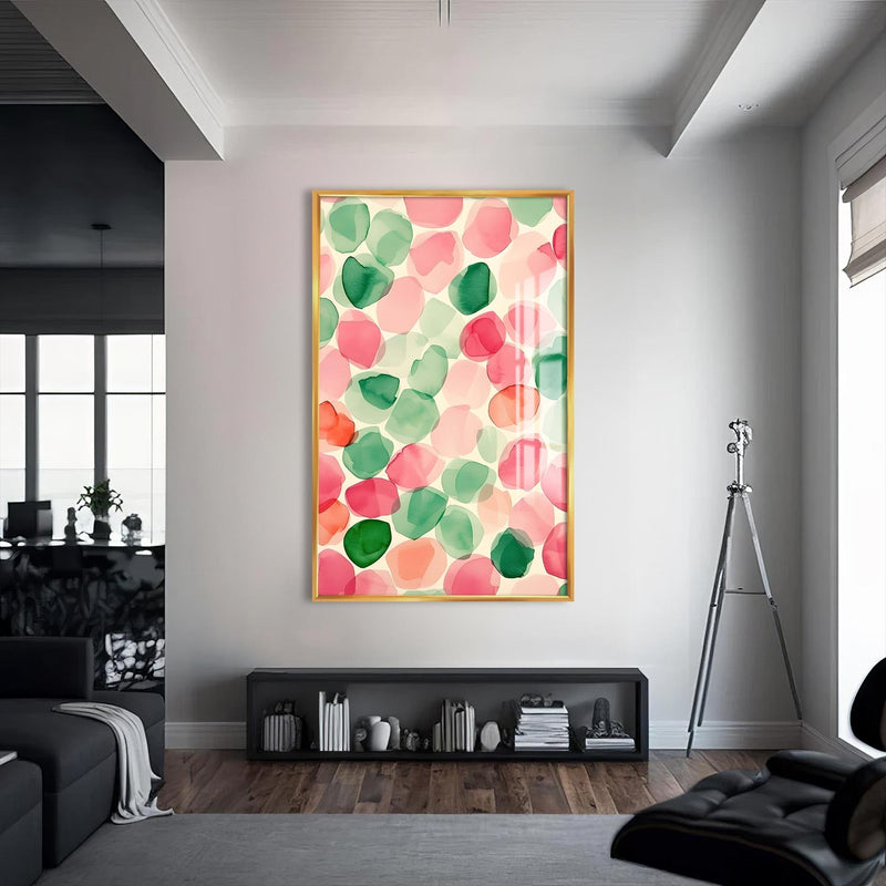 Artronauts Glass Print S | 72x46 cm | 28.3"x18.1" / Gold Watercolour Petals-Abstract Tempered Glass Wall Art