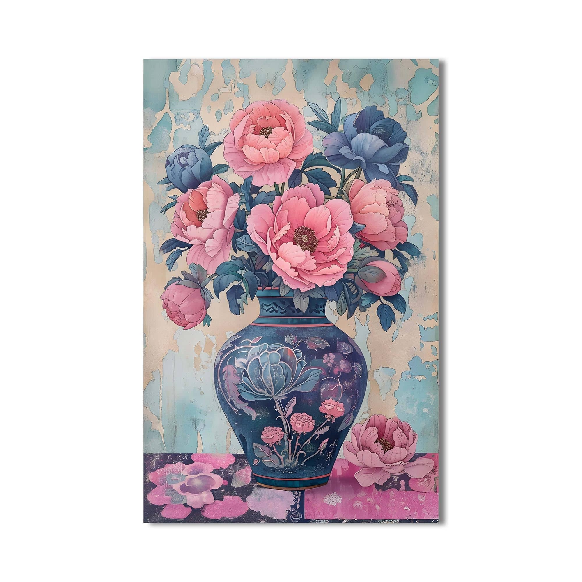 Artronauts Glass Print Floral Vase II- Abstarct Tempered Glass Wall Art
