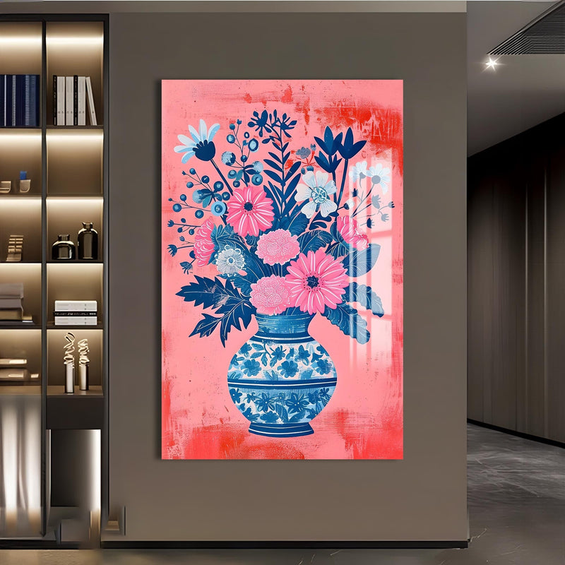 Artronauts Glass Print Floral Vase-Abstract Tempered Glass Wall Art