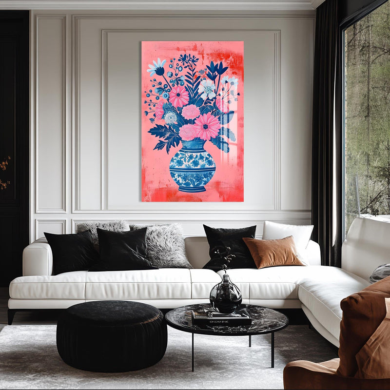 Artronauts Glass Print Floral Vase-Abstract Tempered Glass Wall Art