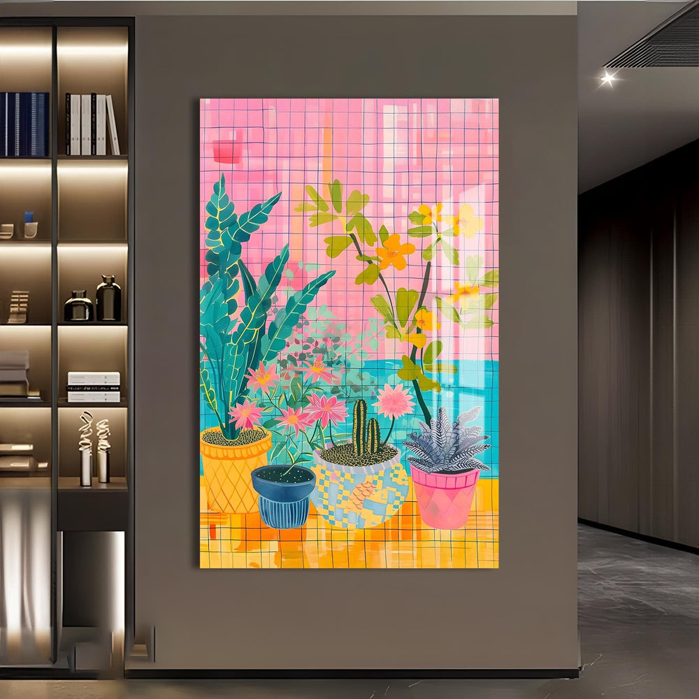 Artronauts Glass Print Balcony Pots - Abstract Tempered Glass Wall Art