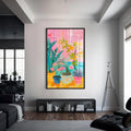 Artronauts Glass Print S | 72x46 cm | 28.3"x18.1" / Black Balcony Pots - Abstract Tempered Glass Wall Art