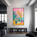 Artronauts Glass Print S | 72x46 cm | 28.3"x18.1" / Walnut Balcony Pots - Abstract Tempered Glass Wall Art