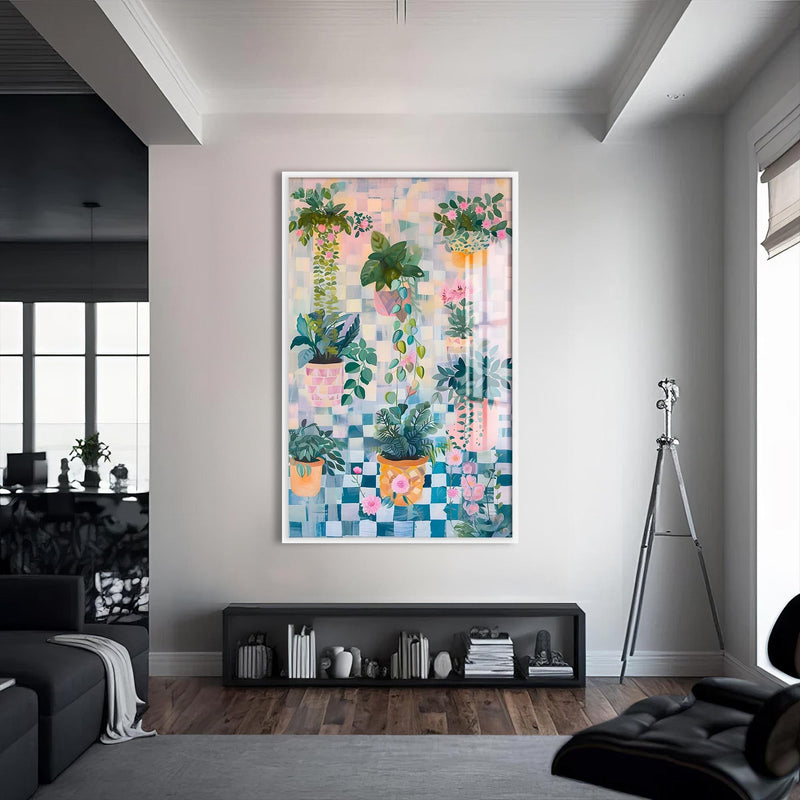 Artronauts Glass Print S | 72x46 cm | 28.3"x18.1" / White Abstarct Indoor Garden - Tempered Glass Wall Art