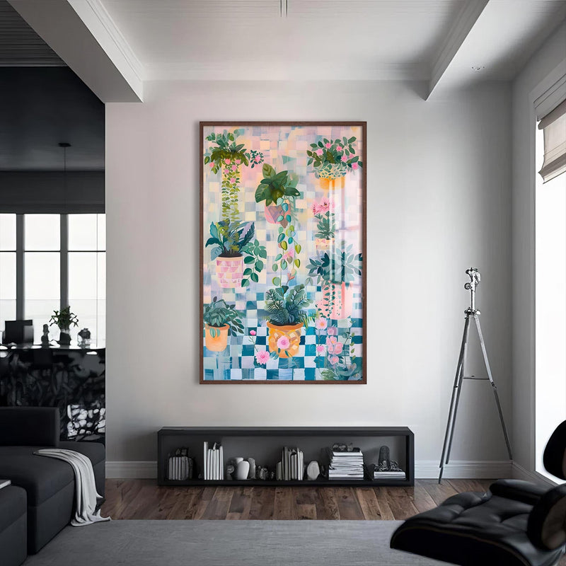 Artronauts Glass Print S | 72x46 cm | 28.3"x18.1" / Walnut Abstarct Indoor Garden - Tempered Glass Wall Art