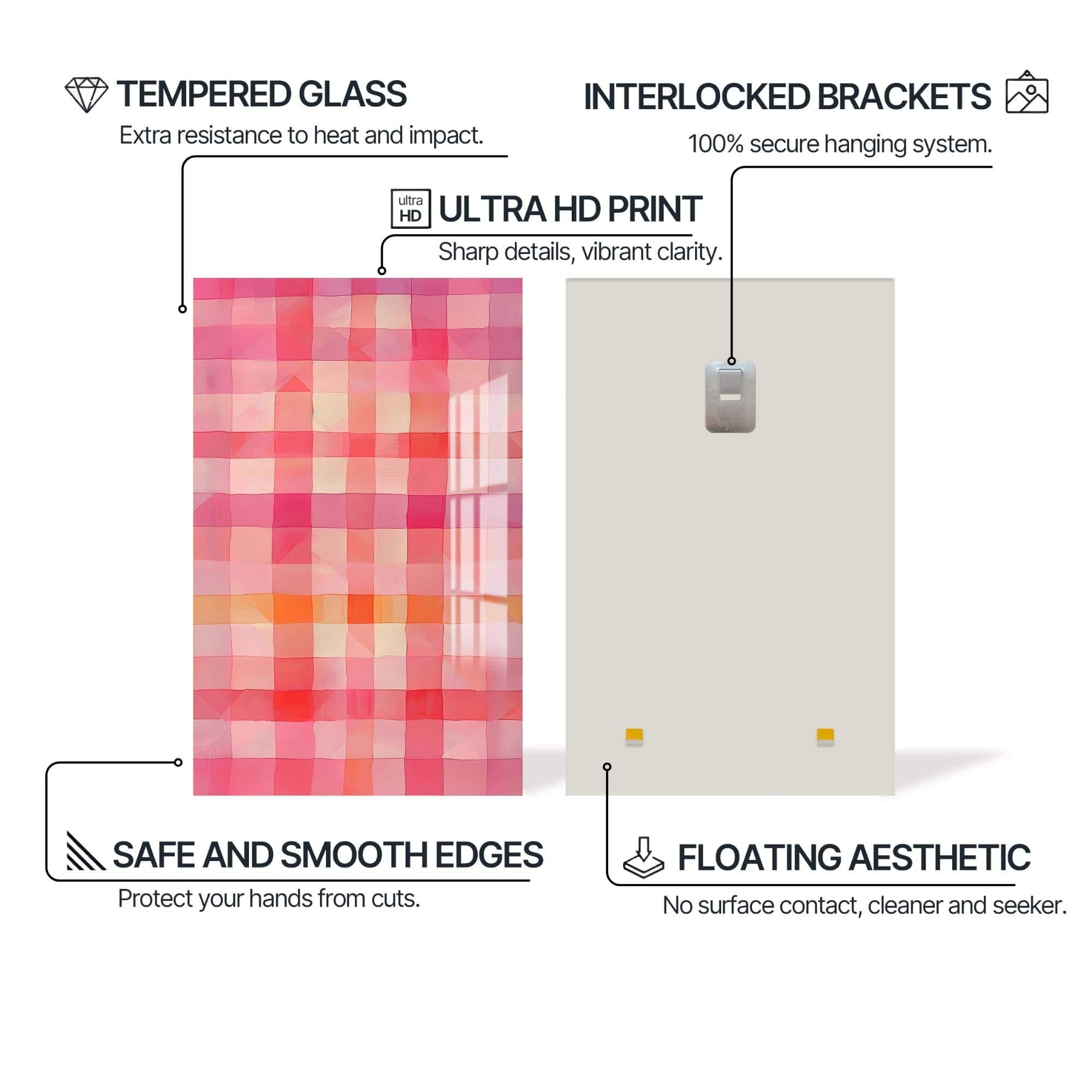 Artronauts Glass Print Mosaic Glow- Abstract Tempered Glass Wall Art