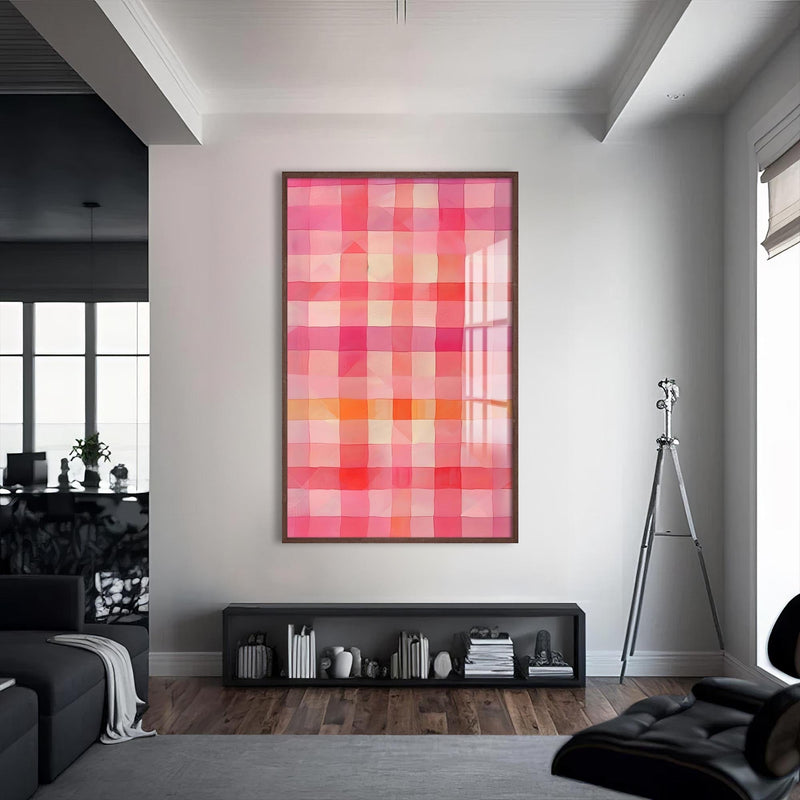 Artronauts Glass Print S | 72x46 cm | 28.3"x18.1" / Walnut Mosaic Glow- Abstract Tempered Glass Wall Art