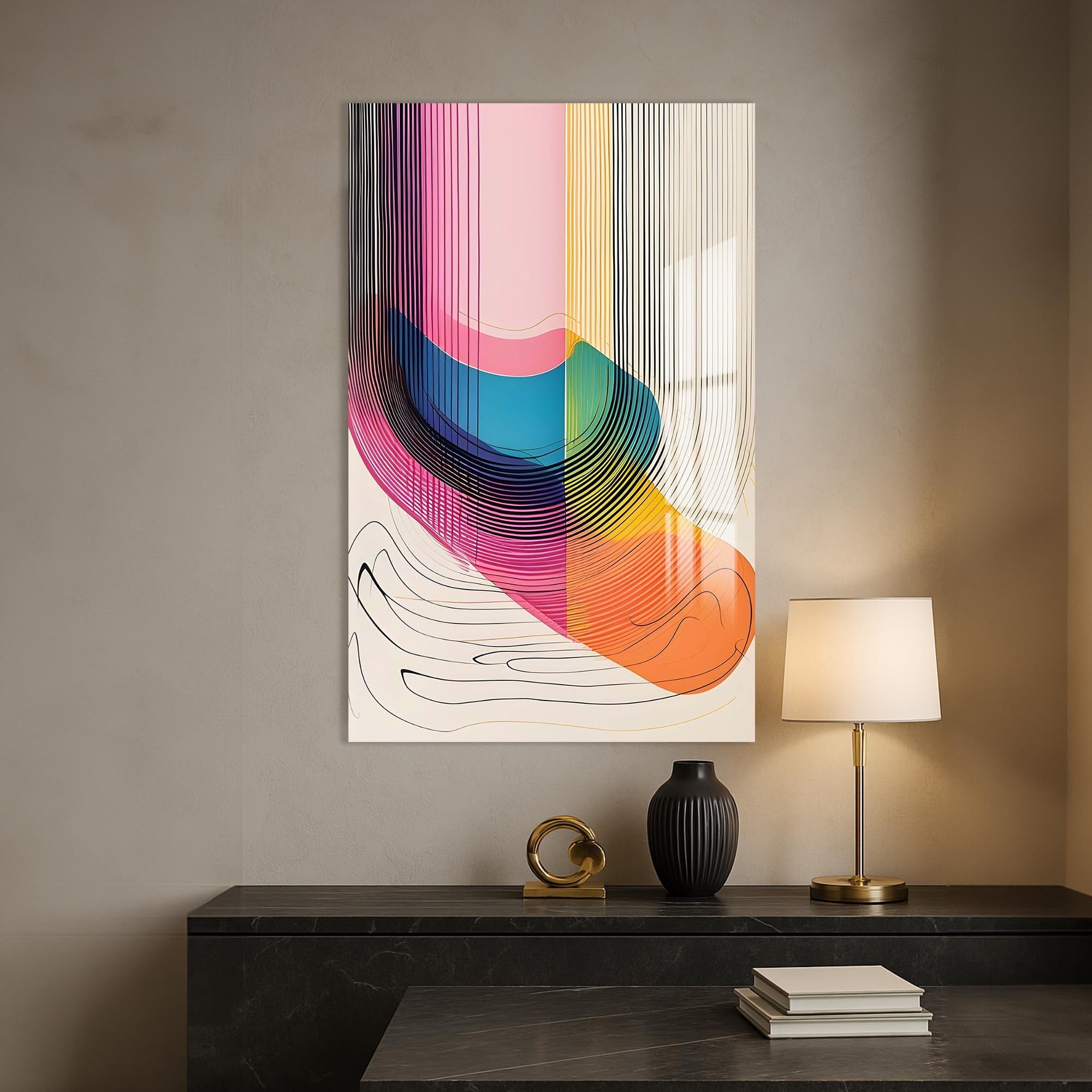 Artronauts Glass Print Gradient Curves- Abstract Tempered Glass Wall Art