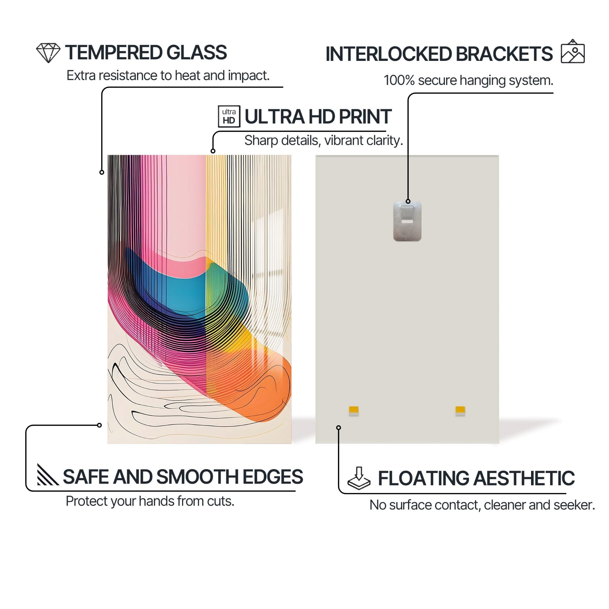 Artronauts Glass Print Gradient Curves- Abstract Tempered Glass Wall Art