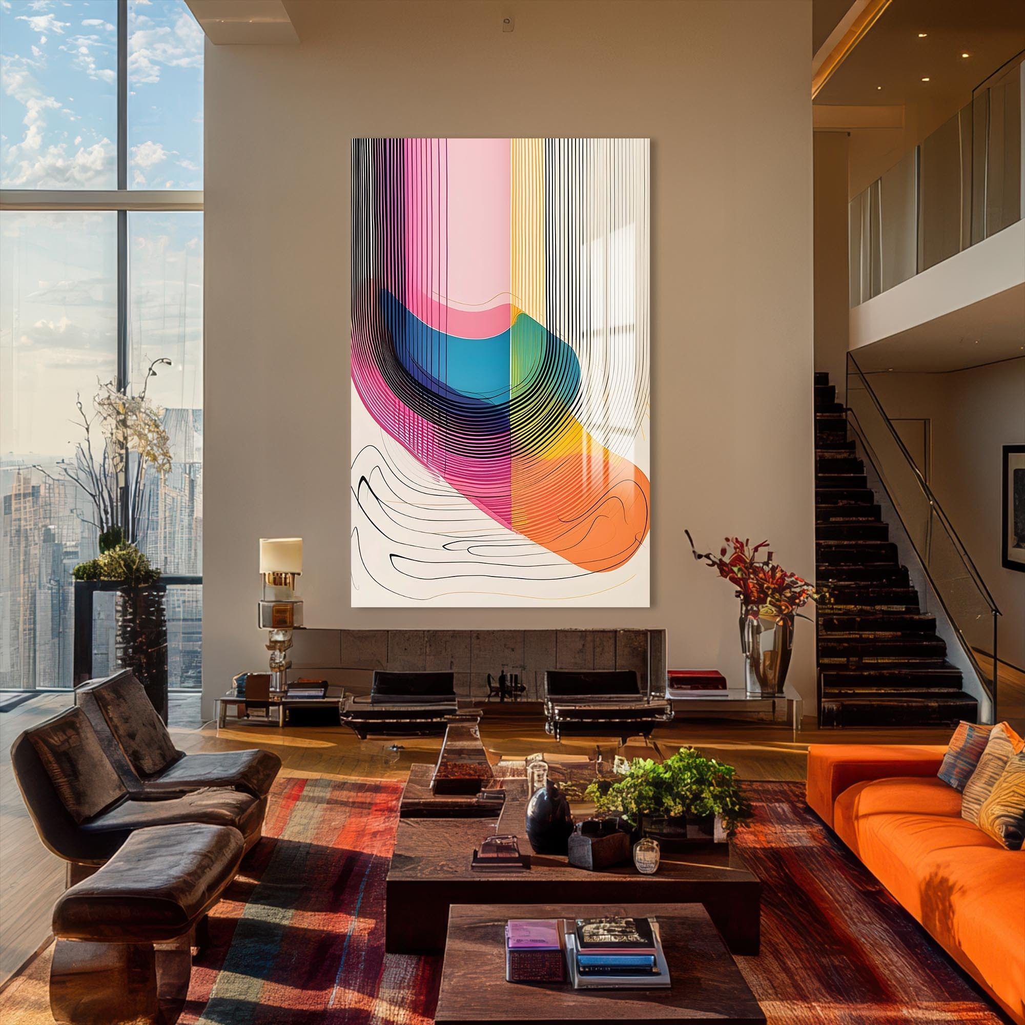 Artronauts Glass Print Gradient Curves- Abstract Tempered Glass Wall Art