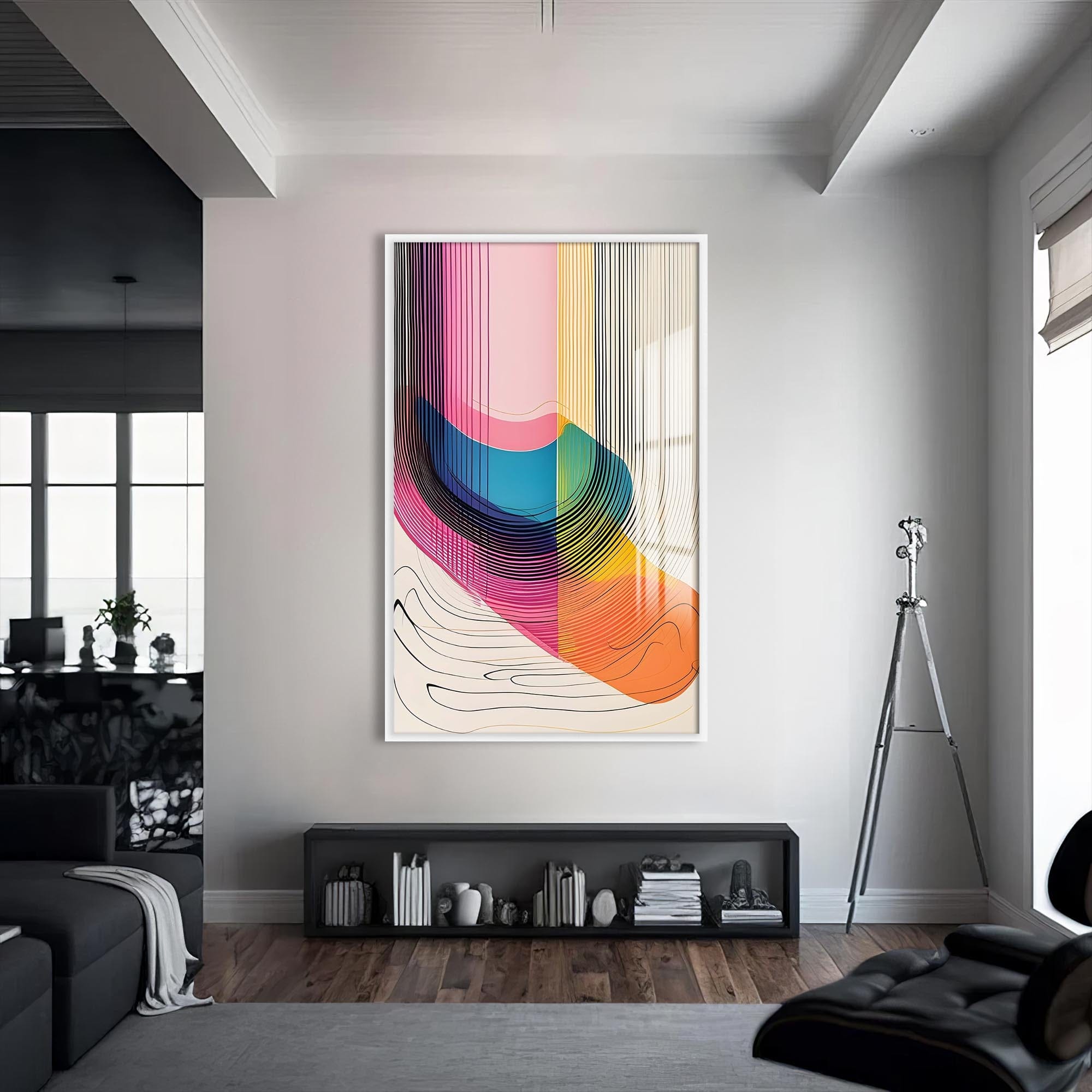 Artronauts Glass Print S | 72x46 cm | 28.3"x18.1" / White Gradient Curves- Abstract Tempered Glass Wall Art
