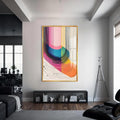 Artronauts Glass Print S | 72x46 cm | 28.3"x18.1" / Gold Gradient Curves- Abstract Tempered Glass Wall Art