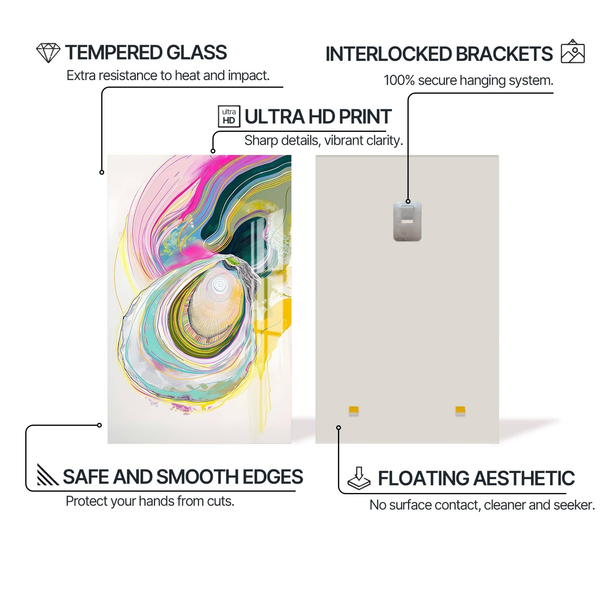 Artronauts Glass Print Abstract Oyster-Tempered Glass Wall Art