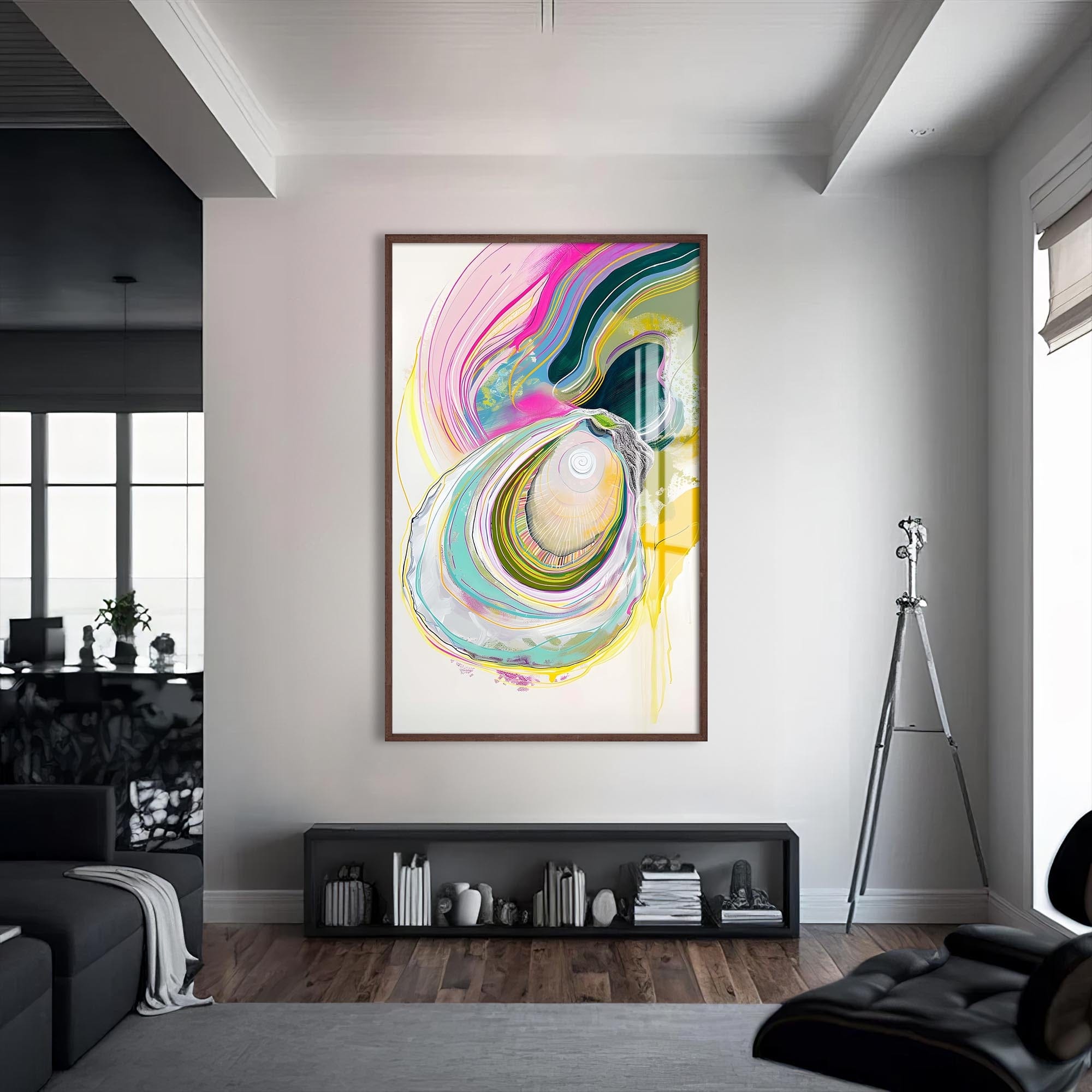 Artronauts Glass Print S | 72x46 cm | 28.3"x18.1" / Walnut Abstract Oyster-Tempered Glass Wall Art