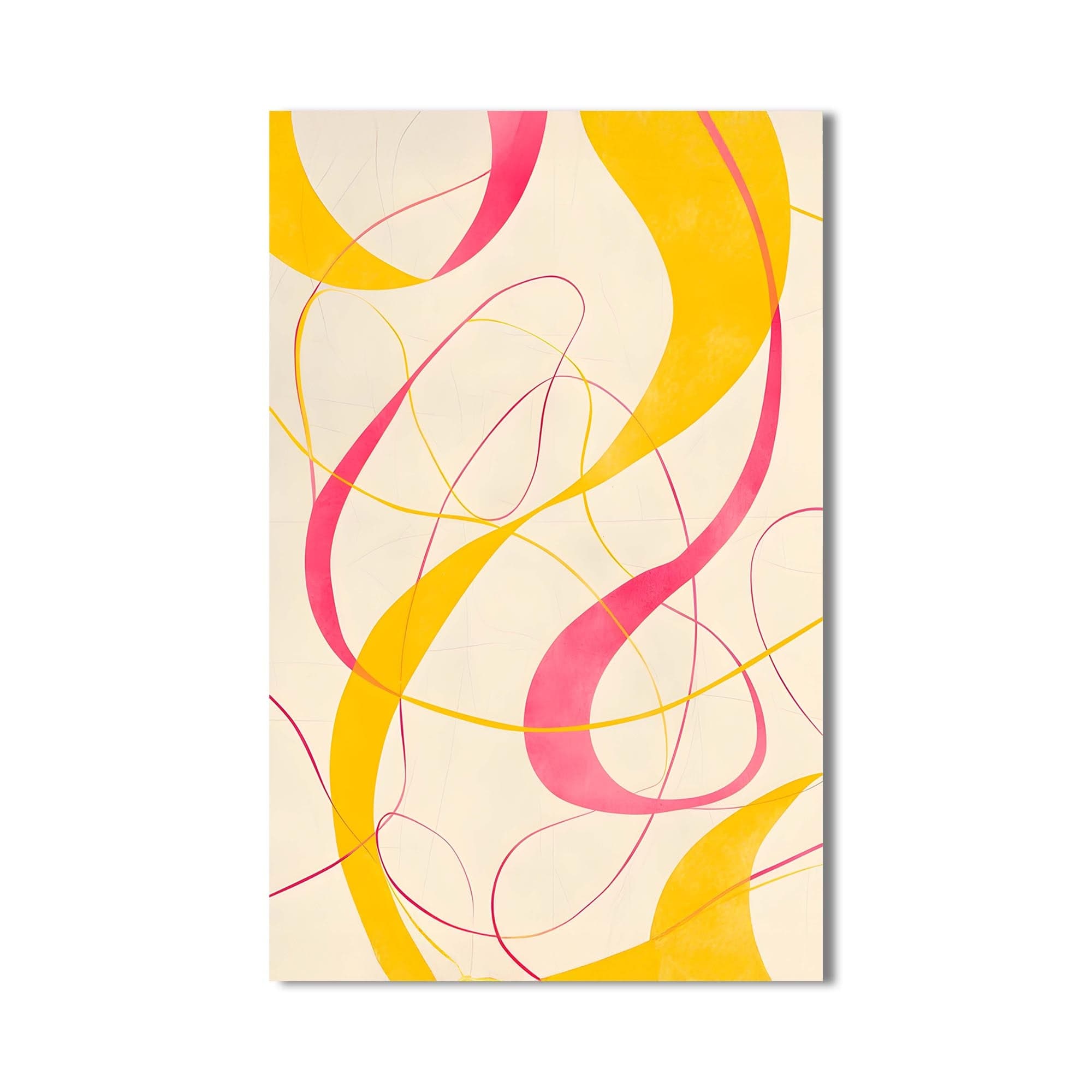 Artronauts Glass Print Yellow&Pink Curves -Abstract Tempered Glass Wall Art
